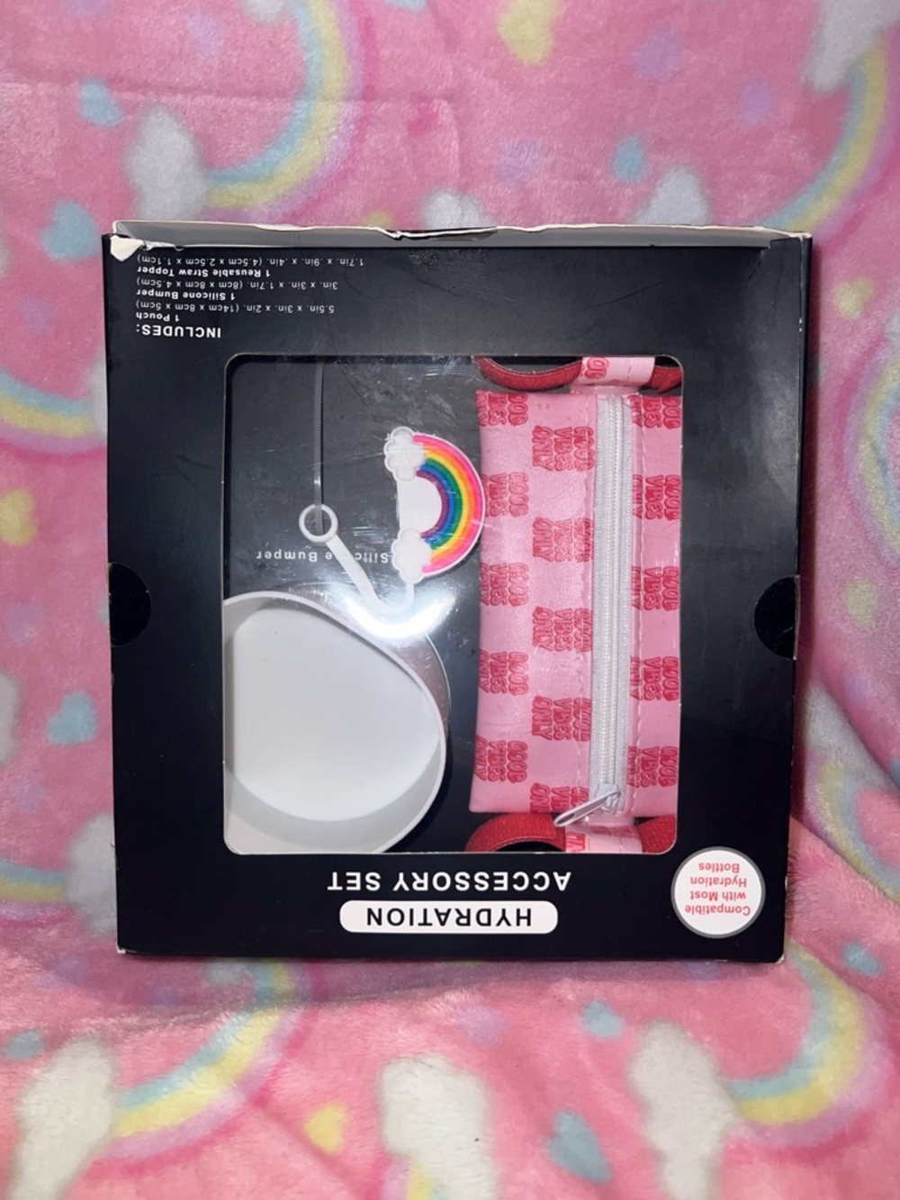 Hydration Accessory Set - Pink Rainbow Zip Pouch